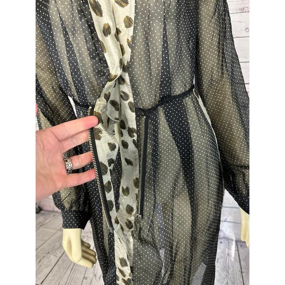 Schumacher polka dot long sleeved sheer sexy zippered dress size XS - Picture 11 of 12